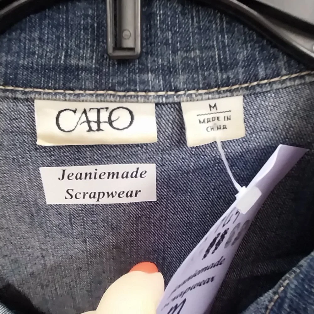 2769 Size M Cato Upcycled Jean Jacket, Tunic - Picture 4 of 7